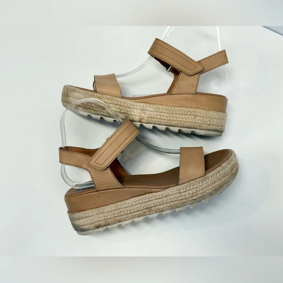 SOREL Tan rattan CAMERON platform Velcro ankle strap sandals size 7.5 - Picture 6 of 8
